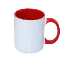 Hrnek BAREVNÝ-VNITŘEK+UCHO - ČERVENÝ
