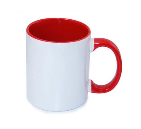 Hrnek BAREVNÝ-VNITŘEK+UCHO - ČERVENÝ