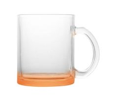 Hrnek SKLENĚNÝ - DNO ORANŽOVÉ