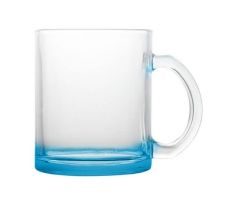 Hrnek SKLENĚNÝ - DNO SVĚTLE MODRÉ