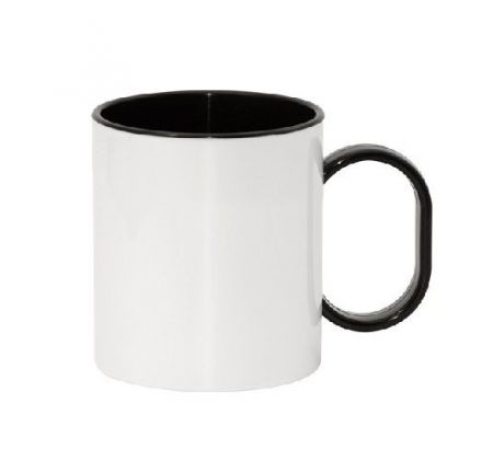 Hrnek PLASTOVÝ BAREVNÝ VNITŘEK+UCHO - ČERNÝ