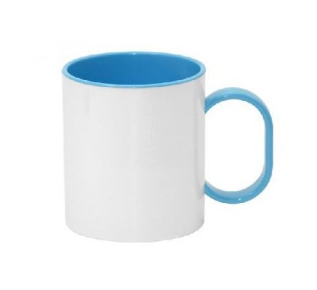 Hrnek PLASTOVÝ BAREVNÝ VNITŘEK+UCHO - MODRÝ