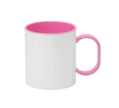 Hrnek PLASTOVÝ BAREVNÝ VNITŘEK+UCHO - RŮŽOVÝ