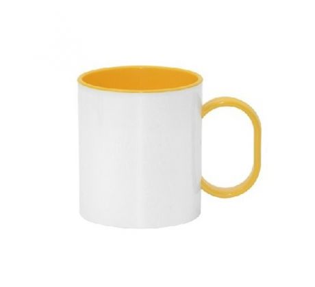Hrnek PLASTOVÝ BAREVNÝ VNITŘEK+UCHO - ŽLUTÝ
