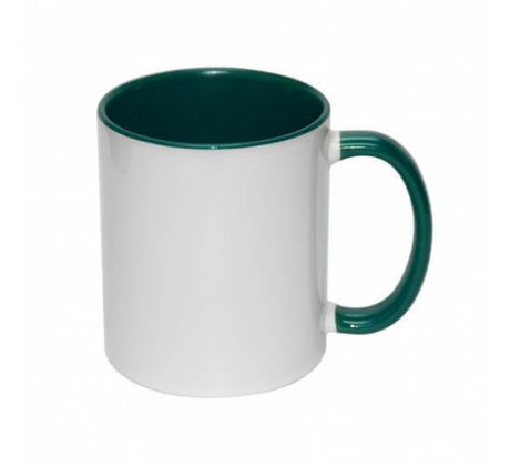 Hrnek BAREVNÝ-VNITŘEK+UCHO- TMAVĚ ZELENÝ