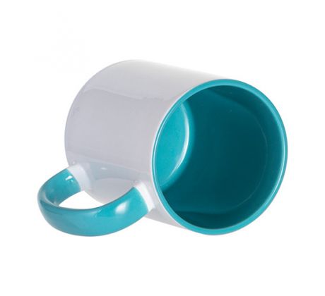 Hrnek BAREVNÝ-VNITŘEK+UCHO- TYRKYSOVÝ