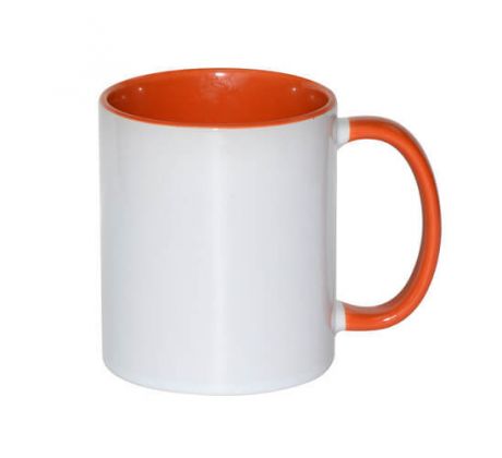 Hrnek BAREVNÝ-VNITŘEK+UCHO - ORANŽOVÝ