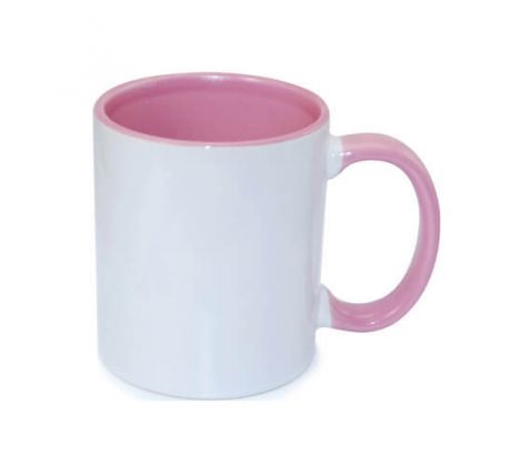 Hrnek BAREVNÝ-VNITŘEK+UCHO - RŮŽOVÝ