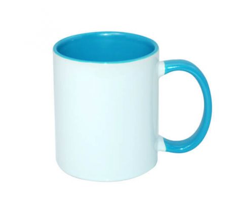 Hrnek BAREVNÝ-VNITŘEK+UCHO - SVĚTLE MODRÝ