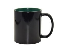 Hrnek MAGICKÝ-barevný vnitřek - TMAVĚ ZELENÝ